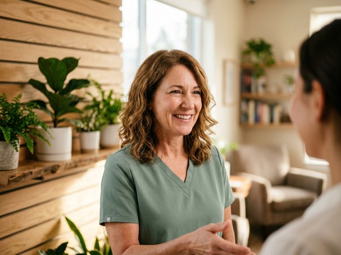 Friendly and compassionate dentist greeting a patient with warm handshake