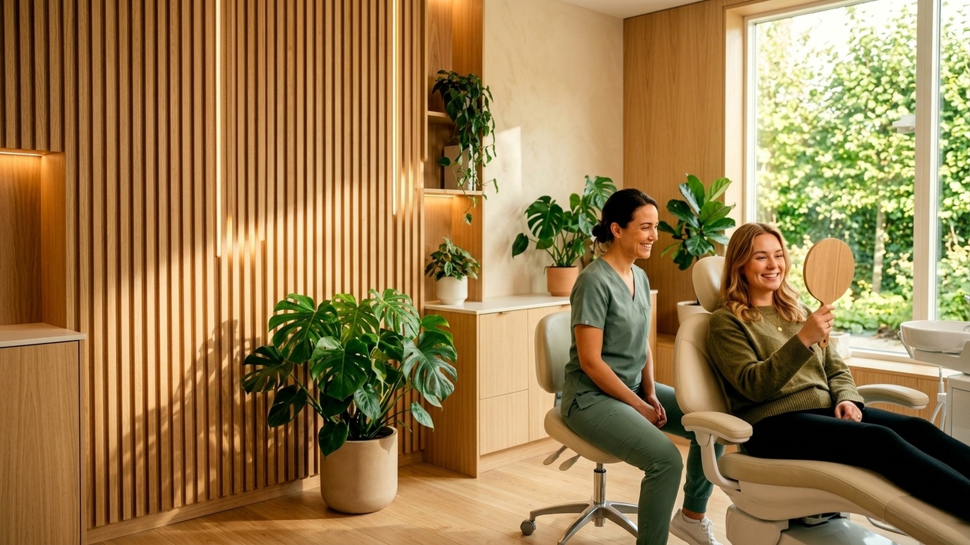 Doctor with smiling patient in dental chair at Bayview Dental Studio